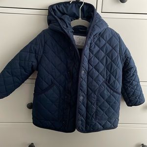 Zara Baby Quilted Coat, Navy, Size 2-3
